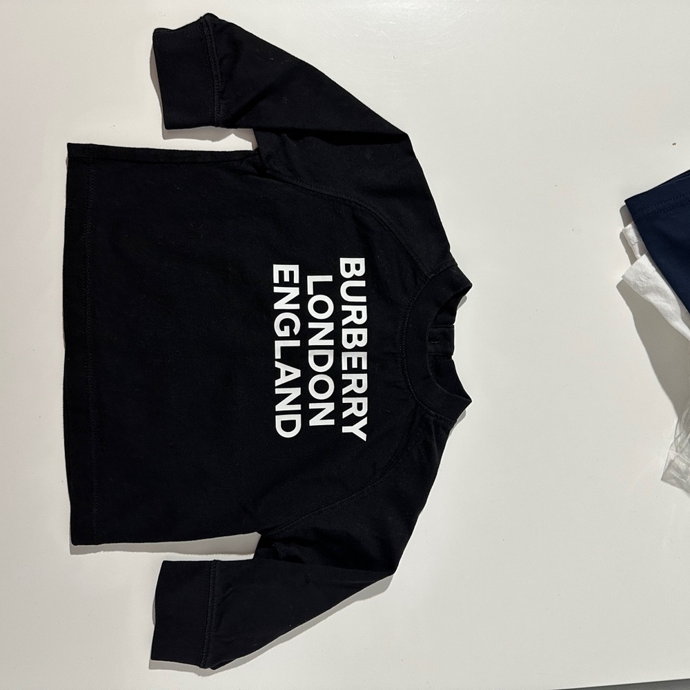 Burberry Black Long Sleeve Tee with White Lettering